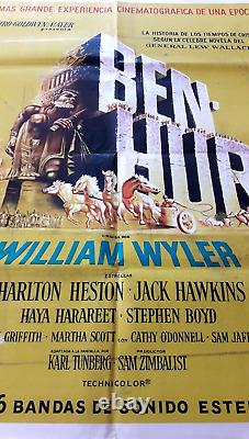 1959 Vtg Movie Poster Ben Hur Argentinian Version C. Heston Rare Orig. Frameable