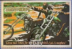 1970 EASY RIDER Large Black Light Poster Hopper Fonda Harley Davidson Motorcycle
