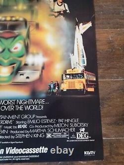 1986 Maximum Overdrive Original Movie Video Poster 26x40 Stephen King Rolled