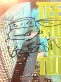 1990 TMNT Signed Movie Poster. Signed by Kevin Eastman. Mark Bode. Eric Talbot
