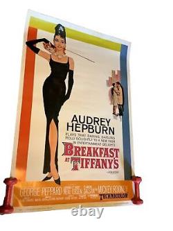 27 X 40 Original 1961 Breakfast At Tiffany's Audrey Hepburn Movie PosterVTG