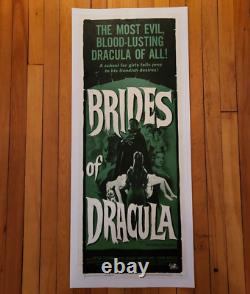 Brides of Dracula, 1960 Original Movie Poster Insert 14x36 HAMMER FILMS Linen B