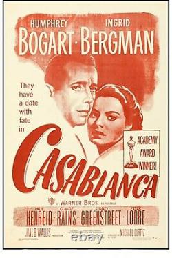 CASABLANCA ORIG (R-1949) 1SH Movie Poster, C7/C8 on Linen, Bogart, Bergman