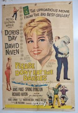 Doris Day David Niven PLEASE DON`T EAT THE DAISY Original Used 1sh Movie Poster