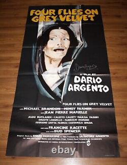 FOUR FLIES ON GREY VELVET Rare Original UK 3-Sheet Poster SIGNED X DARIO ARGENTO