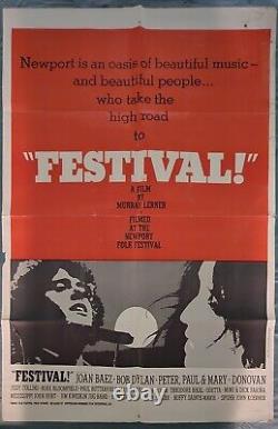 Festival Music Doc Joan Baez Bob Dylan Orig Movie Poster 27x41 Newport 1967 live