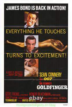 GOLDFINGER MOVIE POSTER Original Folded 27x41 Re-release 1980 Mint SEAN CONNERY