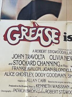GREASE Original 1978 Movie Poster, Three Sheet, 40x75- Folded With Wear