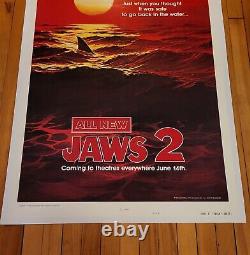 JAWS 2, Original MOVIE POSTER 1978 (Style B) Red Ocean 1SH LINEN BACKED, Vintage