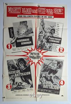 MIGHTY BLOOD & GUTS WAR SHOW RARE Original B&W 27x41 Vintage 1958 Movie Poster
