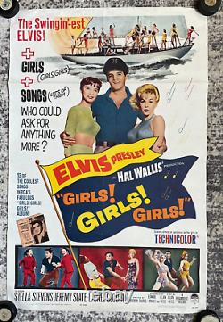 Original 1962 ELVIS PRESLEY in GIRLS GIRLS GIRLS one sheet MOVIE POSTER