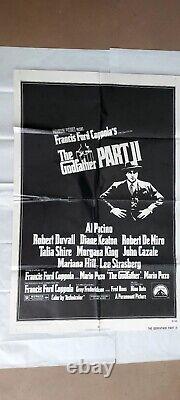 Original 1972 Godfather Movie Poster 1 Sheet 27×41 PLUS GODFATHER II 1974