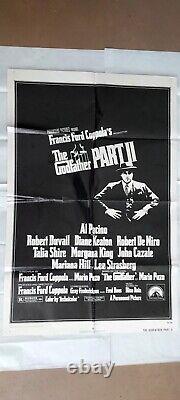 Original 1972 Godfather Movie Poster 1 Sheet 27×41 PLUS GODFATHER II 1974
