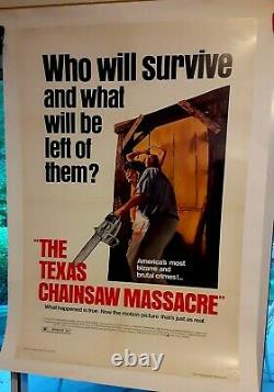 Poster on linen TEXAS CHAINSAW MASSACRE R1980 / 1974 US1sht ORIGINAL LINENBACKED