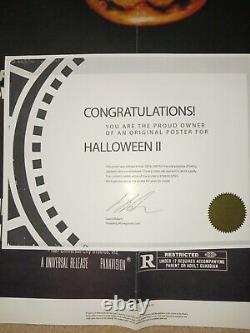 RARE Halloween 2 1981 Michael myers original movie poster with certificate of au