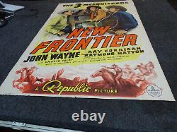 RARE ORIGINAL John Wayne Movie Poster The 3 Mesquiteers New Frontier 27x40