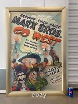 RARE Vintage Hollywood MARX BROTHERS Go West Movie Poster Painting, MGM 1962