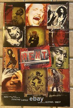 RENT Cast Signed Broadway Movie Poster Window Card VTG 1996 Nederlander Theatre