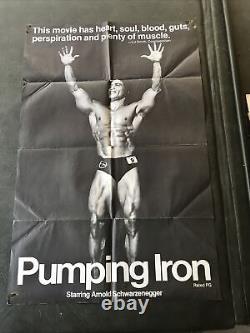 Rare PUMPING IRON Folded 27X41 MOVIE POSTER SCHWARZENEGGER Collection Find P1