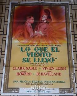 Rare poster cinema Gone with the Wind. Latin America. Clark Gable? Vivien Leigh