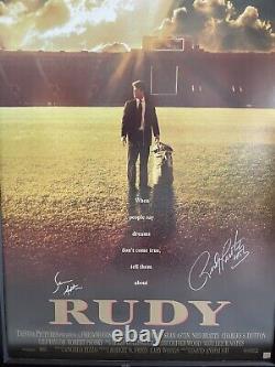 Rudy 1993 Movie Poster SIGNED BY SEAN ASTIN & RUDY RUETTIGER 27X39 COA Framed