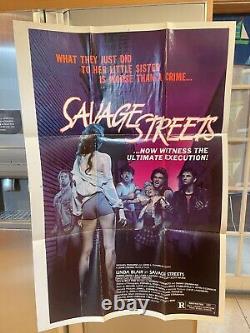 SAVAGE STREETS 1984 ORIGINAL 1 SHEET MOVIE POSTER Folded LINDA BLAIR