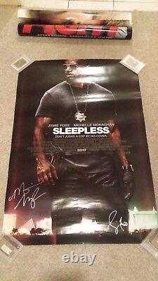 SLEEPLESS SIGNED CAST 17 MOVIE POSTER AUTO 27x40 DS JAMIE FOXX+MICHELLE MONAGHAN