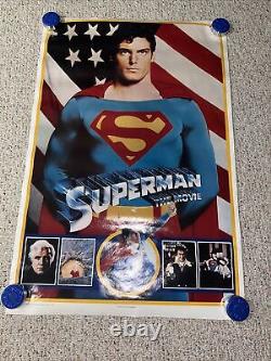 Superman The Movie Original Movie Poster Christopher Reeves Flag Portrait DC