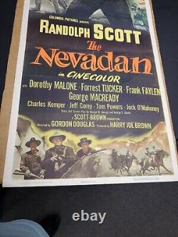 THE NEVADAN USA Original 1950 Large Movie Poster Randolph Scott Dorothy Malone