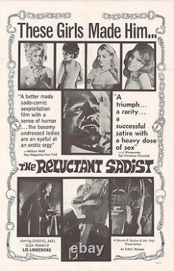 THE RELUCTANT SADIST original 1967 EXPLOITATION movie poster one sheet 27x41