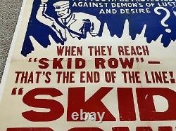 Vintage 1956 Skid Row Movie Poster 27x41 Linen Backed