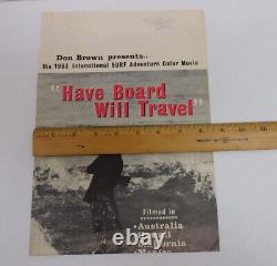 Vintage Orig. Surf Movie Poster Have Board Will Travel Don Brown 1963 24x8.5