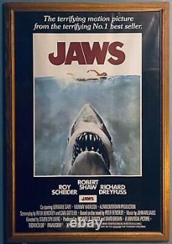 Vintage Wood Framed Jaws Poster