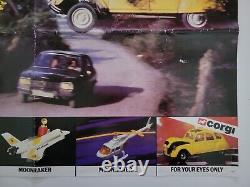 Vtg 1981 James Bond 007 Corgi Promo Poster 27x19 For Your Eyes Only Goldfinger