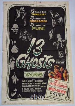 William Castle 13 Ghosts RARE ILLUSION-O 1sh Original Vintage Movie Poster